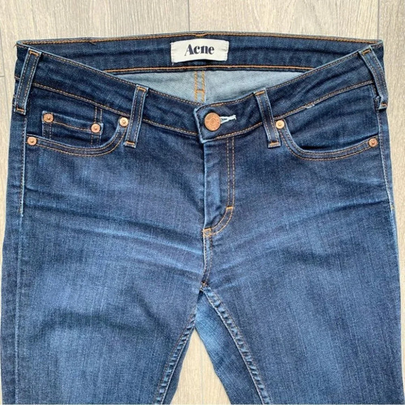 Acne Studios Kex Soft Raw Straight Leg Skinny Jeans Dark Wash Low rise Size 27 - Picture 5 of 15